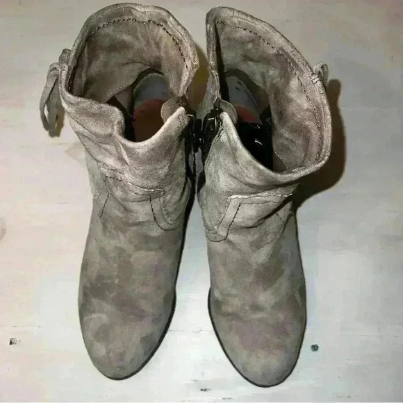 SAM EDELMAN Louie Suede Fringe Ankle Boots Booties Size Women’s 6.5 putty gray - Picture 4 of 7